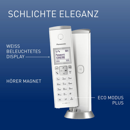 Panasonic KX-TGK220GW disainjuhtmevaba telefon automaatvastaja, jaama ja telefonitoruga, valjuhääldi, valge LCD-ekraan, ebameeldivate kõnede blokeerija, telefonitoru magnet, valge