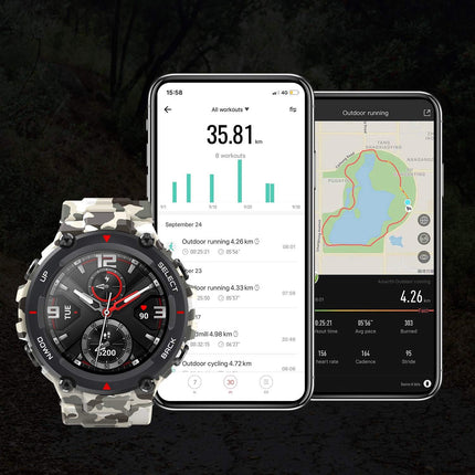 Amazfit Smartwatch T-Rex 1,3-tolline digitaalne veekindel spordikell sõjaväe kvaliteedistandardiga, GPS, unemonitor, 14 spordirežiimi