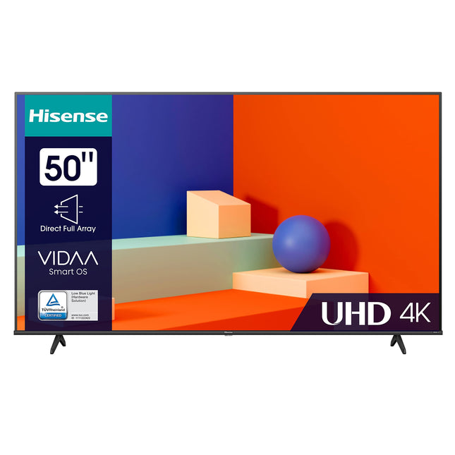 Hisense 50E6KT 127 cm (50-tolline) 4K UHD LED-nutiteler HDR-iga, Dolby Vision, kolmekordne tuuner DVB-C/S/S2/T/T2, WiFi, Bluetooth, sisseehitatud Alexa, hotellirežiim [2023], must