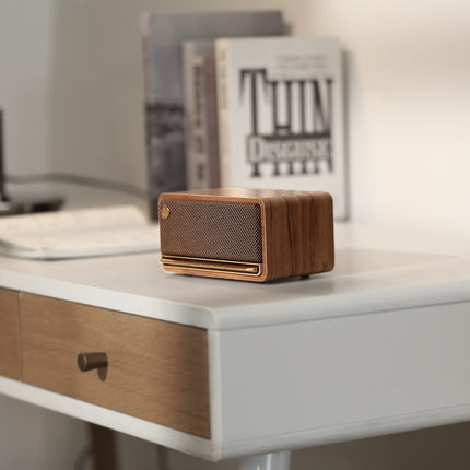 Edifier MP230 - Portable Bluetooth speaker with retro design, wireless. Playback via Bluetooth, AUX, and Micro SD card | Brown wood
