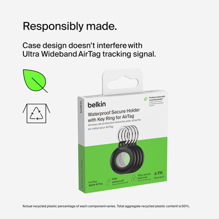 Belkin AirTag ümbris võtmehoidjaga (turvaline hoidik AirTag'ile, kriimustuskaitsega lisatarvik), 2 tk pakis, sinine