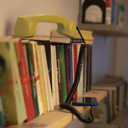 60ndate Micro kirjeldus: Retro telefonitoru Apple iPhone'idele Lightninguga/Retro telefonitoru iPhone'ile/Retro telefonitoru iPhone'ile/iPhone'i telefonitoru/iPhone'i telefonitoru, kollane