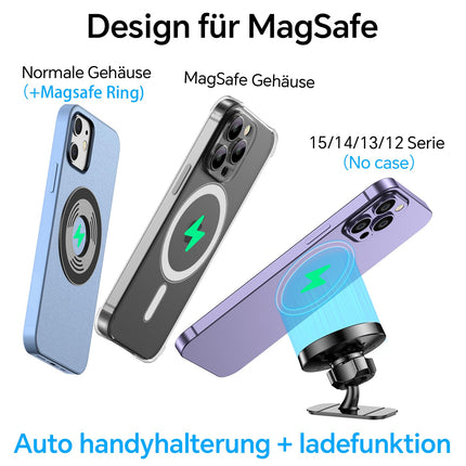 for Magsafe car mount with charging function【Strong magnetic force】Mobile phone holder car Magsafe charger car【Ventilation + dashboard】Mobile phone holder car magnet wireless charger car for iPhone 16 15 14 13 12