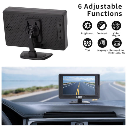 OBEST tahavaatekaamera HD 1080P, auto tahavaatekaamera komplekt, tahavaatekaamera 4,3-tollise ekraaniga, öine nägemine, IP69 veekindel tahavaatekaamera komplekt bussile, kaubikule, veoautole, transpordiautole, matkaautole, haagissuvilale
