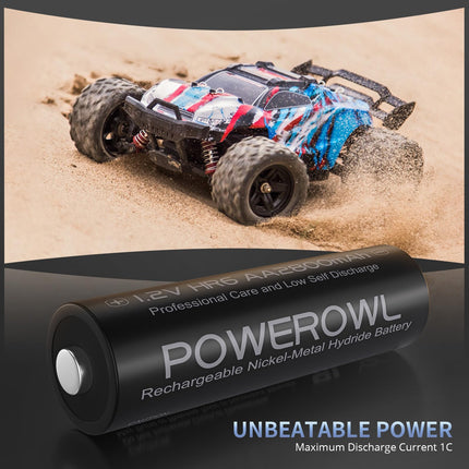 POWEROWL AA patarei 2800mAh laetavad akud AA 12 tk pakis (madal isetühjenemine, 1200 tsüklit) 1,2 V Ni-MH laetavad AA akud