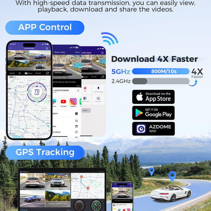 AZDOME 4 Channel 4K Dashcam Car 360 Degree with 128GB eMMC, 2.5K+3 * 1080P Dashcam, 5G WiFi, Voice Control Dashcam Car Front Rear, IR Night Vision, Parking Mode, Drowsy Driving Reminder (M660)