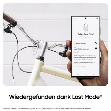 Samsung Galaxy SmartTag2 Bluetooth jälgija, kompassivaade, lähedalasuva otsing, kuni 500 päeva aku tööiga, veekindel, valge (1 pakk)