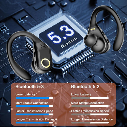 Bluetooth-kõrvaklapid spordile, kõrvasisesed kõrvaklapid, juhtmevabad Bluetooth 5.3 ENC mürasummutavad mikrofonid, HD-kõned, bass-stereoheli, kõrvaklapid, 60-tunnine mänguaeg, USB-C laadimisümbris, LED-ekraan, IP7 veekindlad kõrvaklapid
