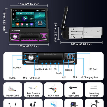 【4+64G】 Hodozzy juhtmevaba Carplay Android autoraadio 1 DIN 7-tollise ekraaniga, autoraadio Bluetooth 5.0 koos Android Auto/DSP/WiFi/GPS/RDS/FM/Bluetooth/USB+tagurduskaameraga