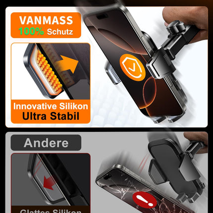 VANMASS 2025【Tõeline sõjaväeklass】Autotelefoni hoidik【Uuendatud iminapa ja klambriga】4-ühes autotelefoni hoidik armatuurlauale, esiklaasi õhutusava lisatarvikud iPhone 16 Pro Max/15 Samsung S25 jaoks