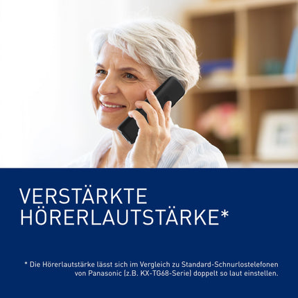 Panasonic KX-TGU110EXB digitaalne juhtmeta telefon, baasjaam ja 1 telefonitoru, LCD-ekraan, suured nupud, lemmikute nupp, kuuldeaparaatidega ühilduv, must