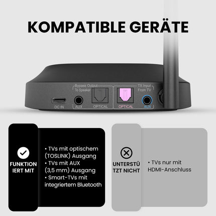 Avantree HT5009 Plus – juhtmevabad kõrvaklapid teleri ja televisiooni jaoks, Qualcomm Bluetooth 5.3 kõrvaklapid aptX Adaptive'iga, selge hääl seenioridele, signaali edastamine, eraldi laadimisjaam, 50 tundi mänguaega