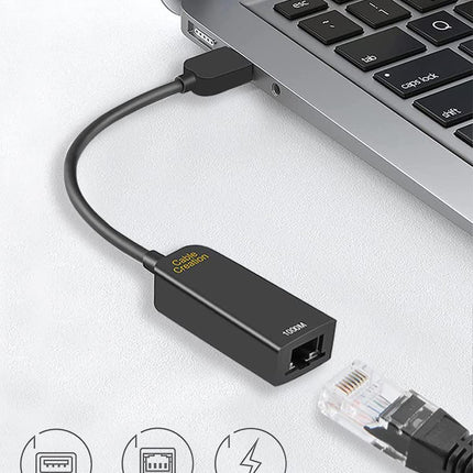 USB 3.0 LAN Adapter, CableCreation USB to RJ45 10/100/1000 Mbps Gigabit Ethernet Adapter, USB 3.0 Network Cable Compatible with MacBook, Xiao Mi Box, Switch(NS), PC, Black