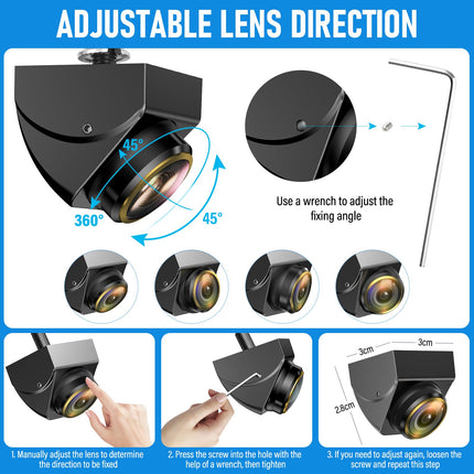 HD Rear View Camera, AHD/CVBS 720P Car Rear View Camera, 360° Adjustable Universal Rear View Camera, Mini Adjustable Fisheye Lens, 170° Wide Angle for Truck, Car, SUV, Trailer, Van, Pickup