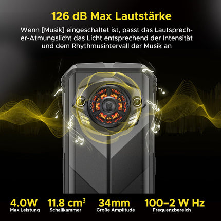 DOOGEE S Punk [2025] õuetelefon Android 14, 16 GB + 256 GB, 10800 mAh / 33 W, 50 MP + 16 MP kaamera, 126 dB kõlar, 6,58'' FHD+ õuenutitelefon, ehitusplatsi mobiiltelefon / NFC / OTG / sõrmejäljelukk / kahekordne 4G SIM-kaart