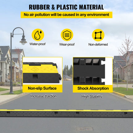 Happybuy Rubber Cable Protector Ramp Speed ​​Bumps 2-Channel 3Pack