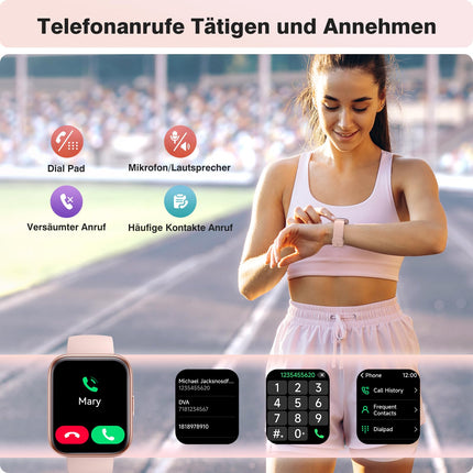 Fitpolo nutikell naistele telefonifunktsiooniga/Alexa, 1,8-tolline nutikell iPhone'ile ja Androidile, fitness-jälgija, pulsi- ja unemonitor/IP68 veekindel, fitness-kell naistele, spordikell, sammulugeja