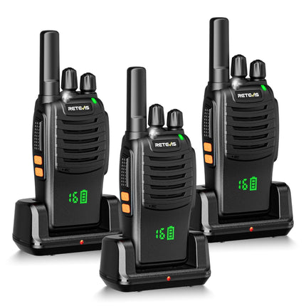 Retevis H777H raadiosaatja ekraanile, PMR-raadio laadimisalusega, kahesuunaline raadiokomplekt laetav TYPE-C, VOX professionaalne raadiosaatja, hädaabiraadio õues ja matkamiseks (must, 3 tk pakis)