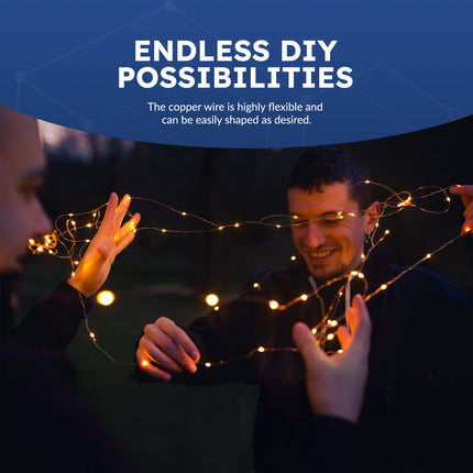 Desiretech - 200 LED-patareidega töötavat kettvalgustit - 20M vasktraadist haldjavalgustid - ainult sise-/välistingimustes (patareikarp sees) - dekoratiivne LED pulmadeks, jõuludeks, magamistuppa ja pidudeks