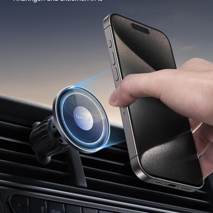 Lamicall autotelefonihoidik MagSafe'i autokinnituse jaoks - [2025 HD klaasplaat] Tugev magnetiga telefonihoidik autoventilatsiooniavale, autotelefoni magnetiga kinnitus iPhone 16 15 14 13 12 Pro Maxile, kõigile nutitelefonidele