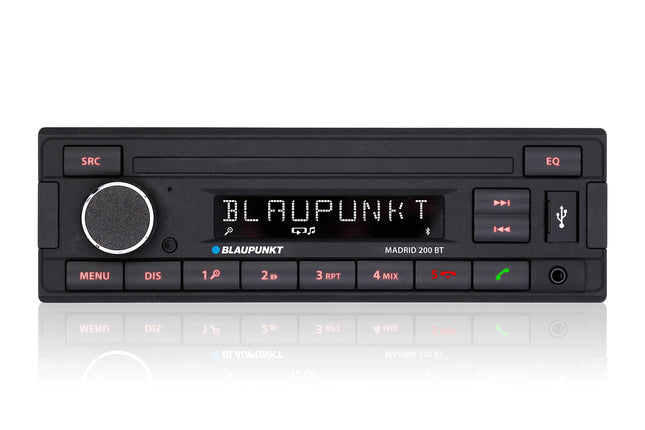 Blaupunkt Madrid 200 BT | Bluetooth, RDS-tuuner, käed-vabad süsteem, USB, Aux-sisend, 1-DIN, must