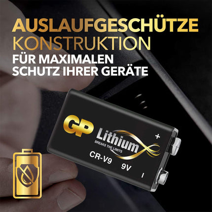 GP 9V liitiumpatareid pika elueaga, 9-voldine Li-MnO2 | 5 tk 9V liitiumpatareid, ideaalsed nt suitsuanduri patareideks, tulekahjusignalisatsioonidele, mikrofonidele jne.