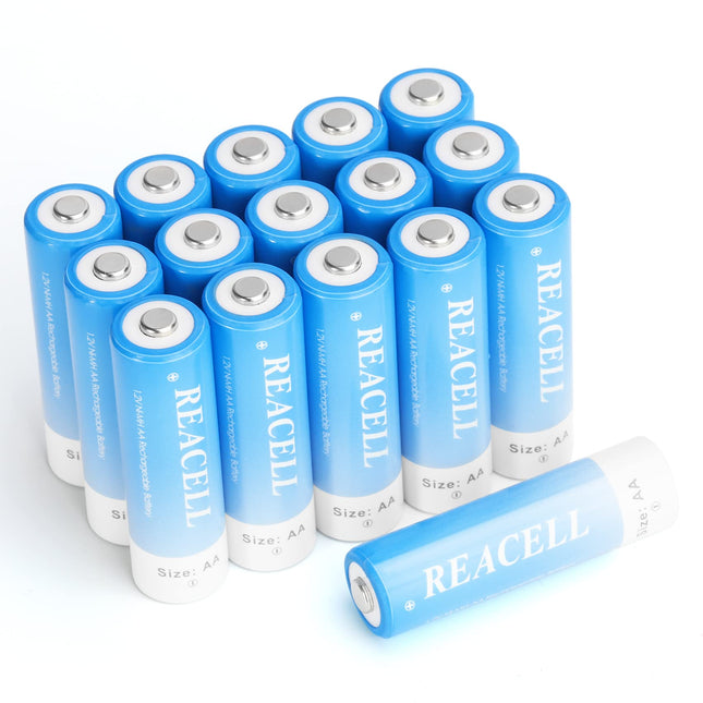 REACELL 16 Pack AA 2800mAh Rechargeable Batteries Mignon NI-MH Rechargeable Batteries 1.2V Low Self-Discharge with Battery Box