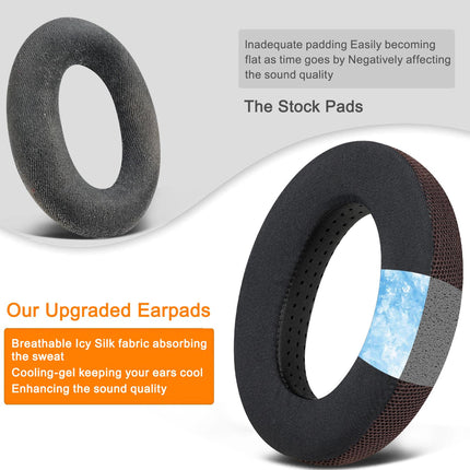 SOULWIT Cooling Gel Replacement Ear Pads for Sennheiser HD650, HD660 S, HD660S2, HD600, HD6XX, HD58X, HD580, HD565, HD545, HD535 Headphones, Cushions with Noise-Isolating Memory Foam, Extra Thickness