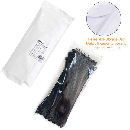 OneLeaf kaablisidemed, vastupidavad, 300 × 7,6 mm, iselukustuvad kaablisidemed, tõmbetugevus 55 kg, mitmeotstarbeliseks kasutamiseks, UV-kindel, 100 tk nailonist traatsidemeid, mustad