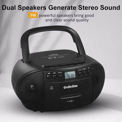G Keni kaasaskantav CD- ja kassettmängija Boombox Combo, kassettmakk kaugjuhtimispuldiga, AM-FM-raadio, USB-taasesitus kõrvaklapipesaga, aku- või vooluvõrgust toide koduseks kasutamiseks