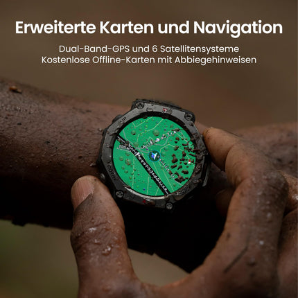 Amazfit T-Rex 3 nutikell õues kasutamiseks, 48 ​​mm AMOLED-ekraan, võrguühenduseta kaardid ja navigatsioon, 6 satelliidisüsteemi kahe sagedusribaga GPS, 27-päevane aku tööiga, NFC-makse, 170+ spordirežiimi, 45 m vabalt sukeldumine seiklusteks