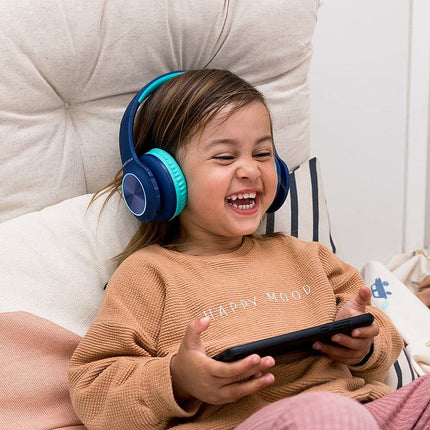 PowerLocus laste Bluetooth-kõrvaklapid, laste juhtmevabad kõrvaklapid LED-tulede ja 94 dB helitugevuse piiranguga, kokkupandavad kõrvaklapid, HD-stereo, Micro SD, sisseehitatud mikrofon kooli/sülearvuti/mobiiltelefoni/teleri jaoks