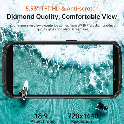 OUKITEL 12500mAh Battery Outdoor Smartphone Without Contract WP18 PRO, 13MP Dual Camera IP68 IP69K Rugged Mobile Phone, Octa Core 4GB 64GB, 5.93'' HD+, Android 12, Dual SIM, Fingerprint, GPS NFC Orange