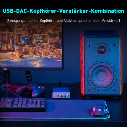 Fosi Audio K5 Pro Headphone Amplifier, USB C DAC Amplifier Headphone HiFi, USB/Optical/Coaxial/Microphone Inputs to 3.5mm AUX/RCA Output, Gaming DAC AMP Hi-Res for PS5/ PC/MAC/Active Speakers