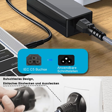 Power cable 3-pin 3m power cable cloverleaf Mickey Mouse laptop cable with VDE certified nylon braided universal power supply cable for Dell HP Lenovo Asus Acer laptop charger TV printer projector - gray