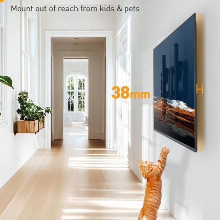 Perlegear TV seinakinnitus, kallutatav telerikinnitus 37-82-tollistele lamedatele ja kumeratele LED/LCD/OLED/plasmateleritele, max VESA 600 x 400 mm, kandevõime 60 kg, reguleeritavate tõmbenööridega