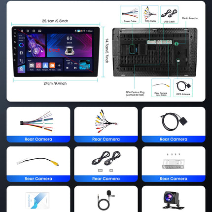 4G+64G Wireless Carplay Android 13 Car Radio 2 Din with Wireless Android Auto GPS Navigation WiFi 10.1 Inch Touchscreen Car Radio with Mirror Link Bluetooth FM/RDS Radio 32 EQ Steering Wheel Control Rear View Camera