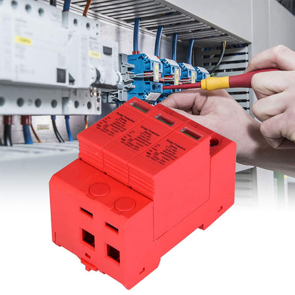 Surge protection device, hybrid inverter, DC surge protection arrester PV surge protection DC, 3P 3.0KV DC power protector arrester device for lightning protection (3p40ka)