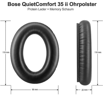 Kõrvapadjad Bose QuietComfort 35 ii jaoks, kvaliteetsed vahetuspadjad Bose QuietComfort 35 (QC35) kõrvaklappidele, vahetuskõrvapadjad, mis ühilduvad Bose QuietComfort 35 II QC35 II kõrvaklappidega (mustad)