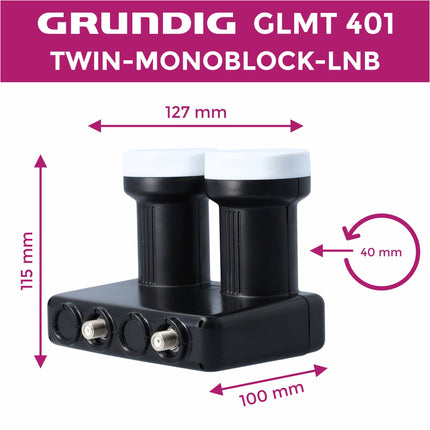 [Test VÄGA HEA, hinne 1.2 *] GSS GRUNDIG Monoblock Twin LNB Astra Hotbird 2 osaleja ja 2 satelliidi jaoks, 2x HD 4K LNC otseühenduseks (teler, satelliitvastuvõtja) LMB satelliitantenni jaoks