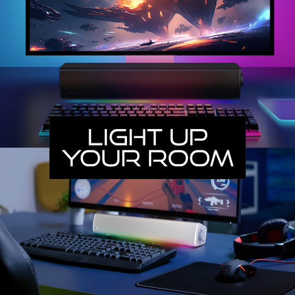 CREATIVE Sound Blaster GS3 (valge) kompaktne mängurikõlar RGB ja SuperWide tehnoloogiaga, USB-toitega, Bluetooth 5.4, kõrvaklapiväljundiga, PC ja Maci jaoks