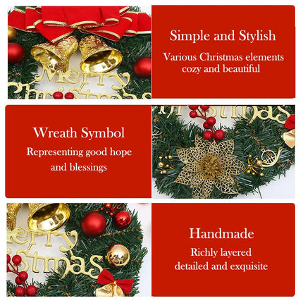 WBYNB Christmas wreath for front door, door wreath Christmas Christmas decoration, artificial Christmas wreath, for front door wall tree decoration Christmas party shopping malls shop windows (30 cm)