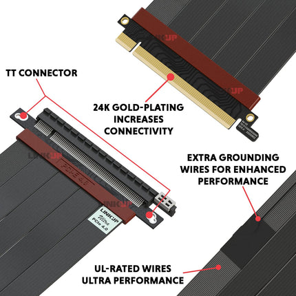 LINKUP - Ultra PCIe 4.0 X16 tõstekaabel [RTX4090 RX6950XT x570 B550 Z690 testitud] varjestatud vertikaalne mänguri PCI Express Gen4 kinnitus | sirge pesa (15 cm) 3.0 Gen3 ja TT ühilduv-