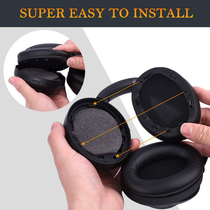 SOULWIT Protein Leather Replacement Ear Pads for Sony WH-1000XM3 (WH1000XM3) Over-Ear Headphones, Replacement Pads with Soft Protein Leather, Noise Isolating Memory Foam