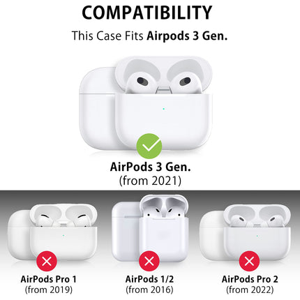 MyGadget kunstnahast ümbris, mis ühildub Apple Airpods 3. põlvkonna kõrvaklappidega - ümbris [Qi-ühilduv] - vastupidav ja põrutuskindel kaitseraud karabiiniga mustas värvitoonis