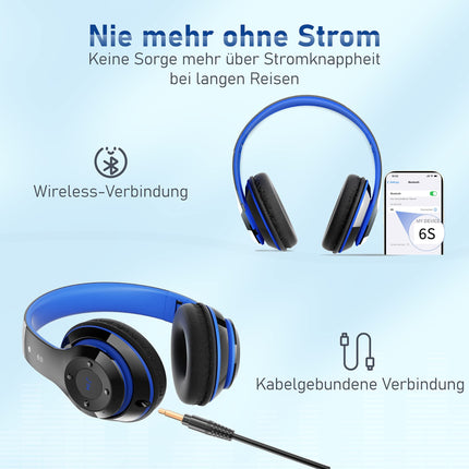 Lankey Sound Bluetooth-kõrvaklapid, kõrvapealsed Bluetooth-kõrvaklapid 6 ekvalaiseri režiimiga, 65 tundi juhtmevabad kõrvaklapid sisseehitatud HD-mikrofoniga, FM, SD/TF õues, transpordiks, reisimiseks, õppimiseks