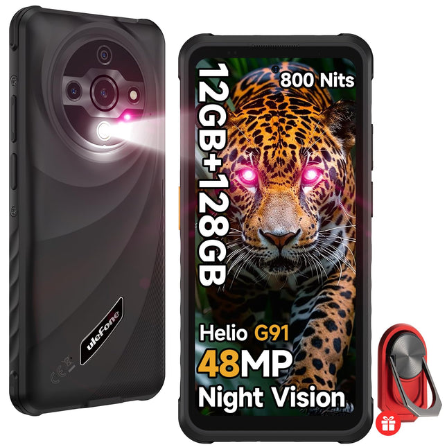 Ulefone Armor X31 Outdoor Handy Android 14, 12GB+128GB/SD-2TB 48MP+20MP Nachtsicht, 6050mAh mit Blendende Taschenlampe, 6.56" HD+ Baustellenhandy, 4G Dual SIM Okta-Kern Handy Ohne Vertrag IP68/NFC/GPS