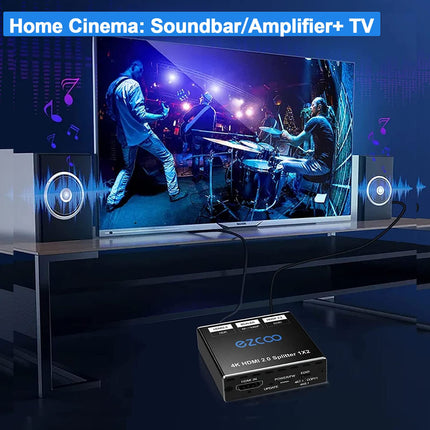 4K 60Hz HDMI jaotur 1x2 1080P 120Hz HDCP2.2 HDR 18Gbps UHD Dolby Vision Atmos EDID skaleerija 4K 1080P kahe monitori HDMI 2.0 jaotur 1 sisend ja 2 väljundit PS5, SkyQ, Xboxi ja Fire Sticki jaoks