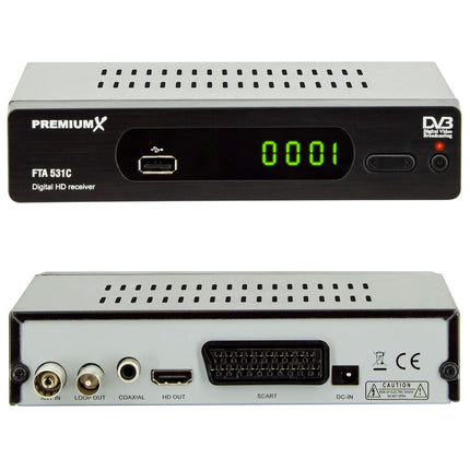 PremiumX kaabelvastuvõtja DVB-C FTA 531C digitaalne FullHD SCART HDMI USB meediapleier, teleri vastuvõtja kaabeltelevisioon