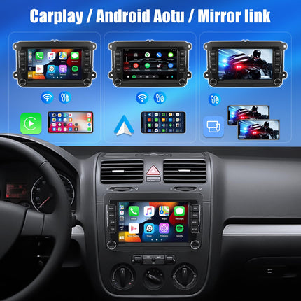 [2+64G] CAMECHO Android 13 autoraadio VW Golf 5, Golf 6, Skoda Polo, Passat Tiguan Touranile koos Carplay/Android Auto/Mirrorlinkiga, 7-tolline mahtuvuslik puuteekraan, toetab WiFi, GPS, FM, Bluetooth EQ